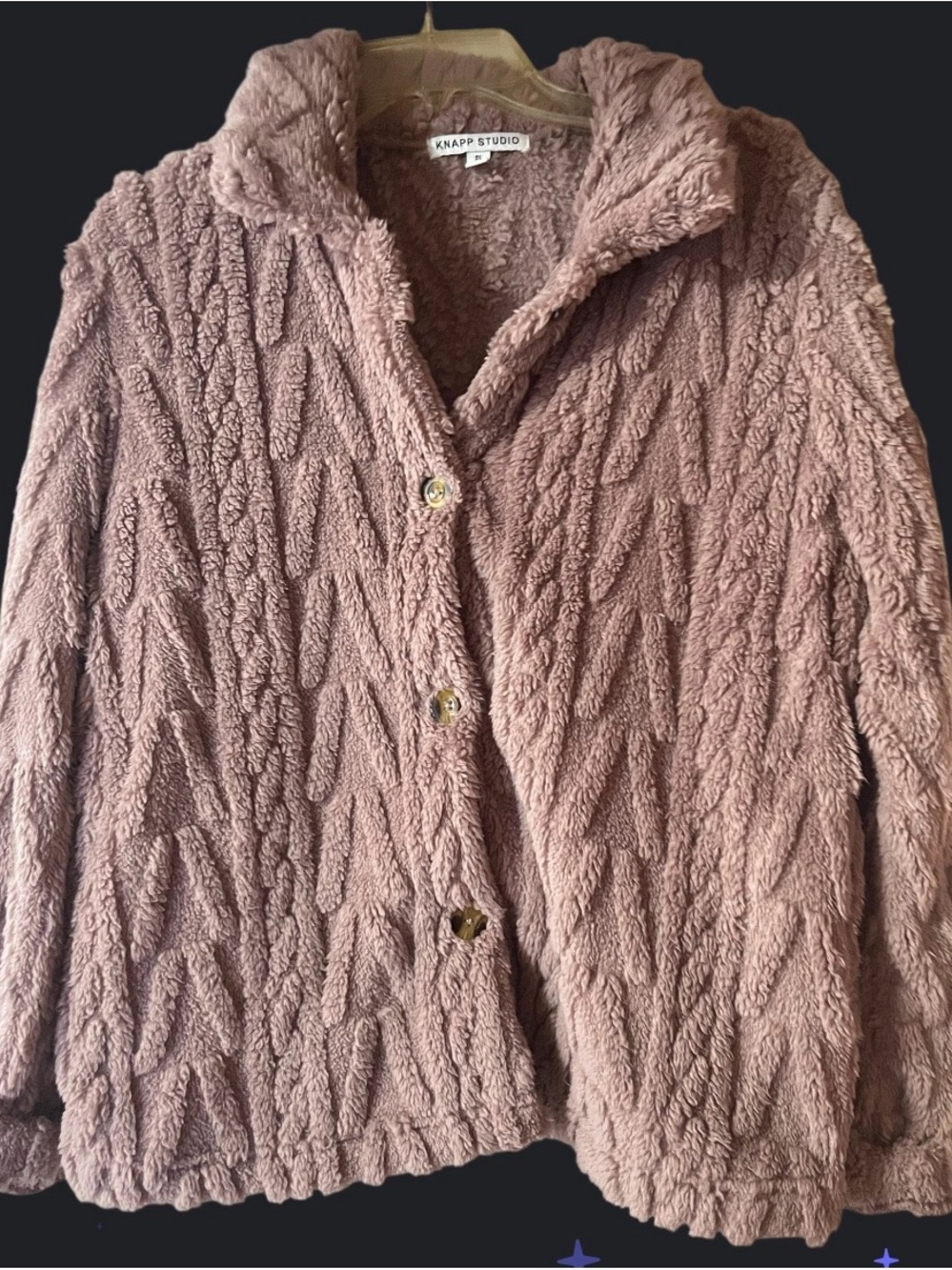 Women's Blush Pink Plush Button-Front